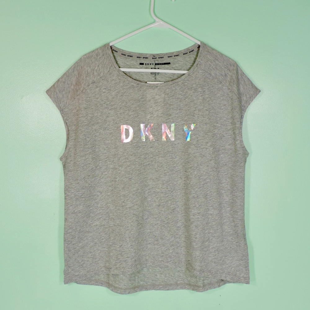 DKNY athletic Gray t-shirt with metallic letters
